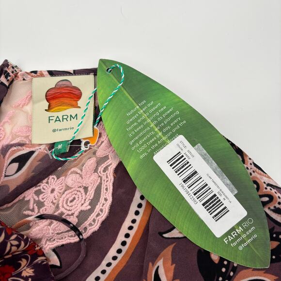 Farm Rio Glam Tapestry Maxi Dress M Lace Floral Slip Boho Cottage New MnrDfct - Picture 13 of 13